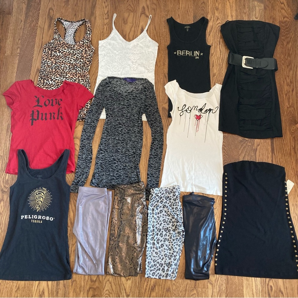 Rocker Lot - 7 Tops, 2 Dresses, 2 Hoodies, 4 Pairs Leggings